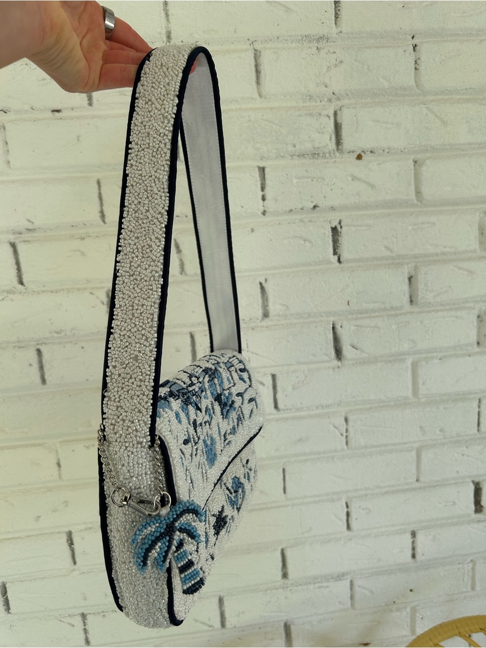 NWOT Handmade in India Beaded Palm Tree Bag - Picture 3 of 5
